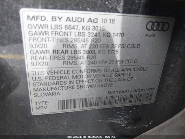 WA1VAAF77KD013637 Audi Q7 Prestige