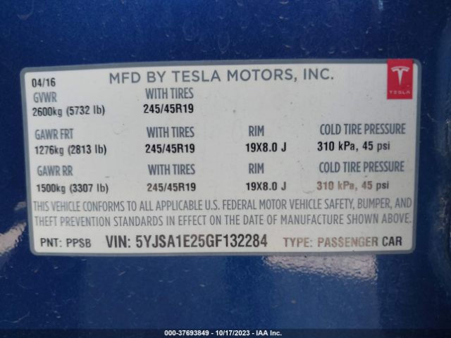 5YJSA1E25GF132284 Tesla Model S 90d/70d/75d/60d/85d