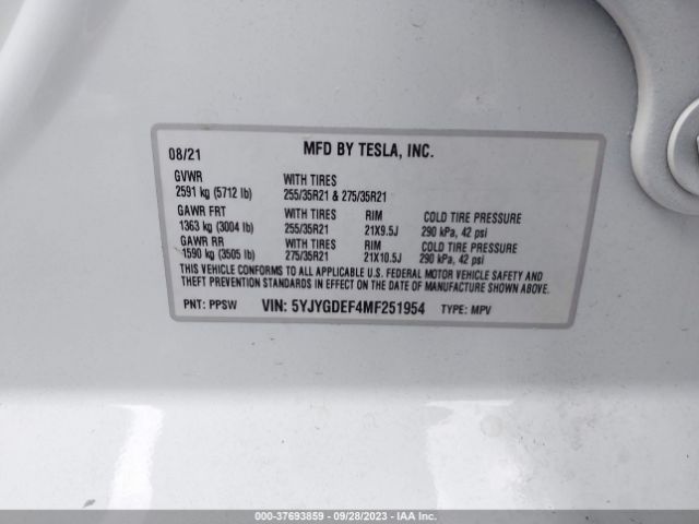 5YJYGDEF4MF251954 Tesla Model Y Performance