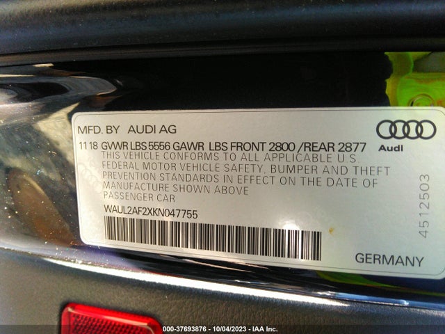 WAUL2AF2XKN047755 Audi A6 Premium Plus