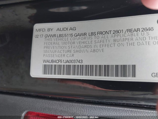 WAUB4CF51JA003743 Audi S5 Sportback Premium Plus