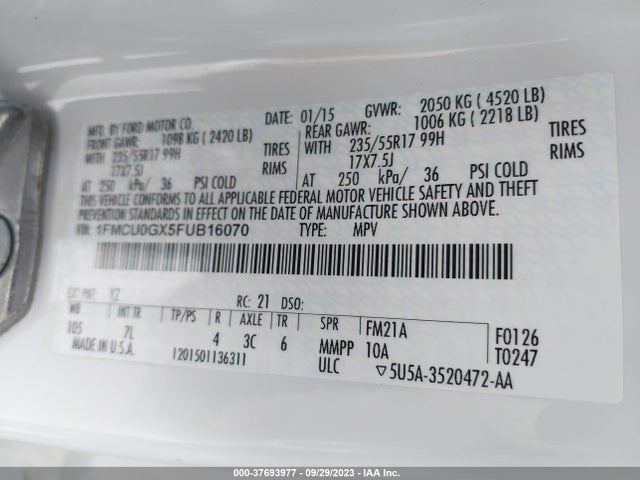2015 FORD ESCAPE 1FMCU0GX5FUB16070 Photo 8