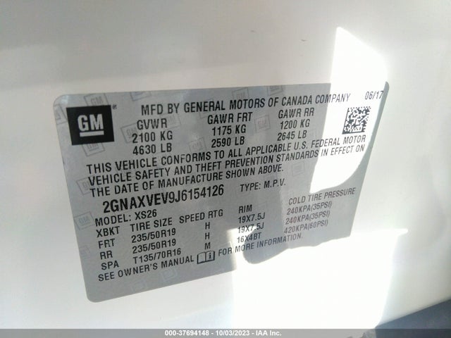 Chevrolet Equinox Premier 2018 2GNAXVEV9J6154126 Image 9