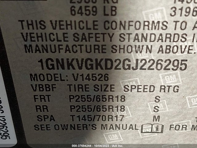 Chevrolet Traverse Lt 2016 1GNKVGKD2GJ226295 Image 9