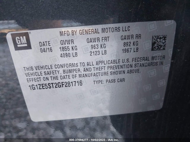 Chevrolet MALIBU LT 2016 1G1ZE5ST2GF281716 Image 9