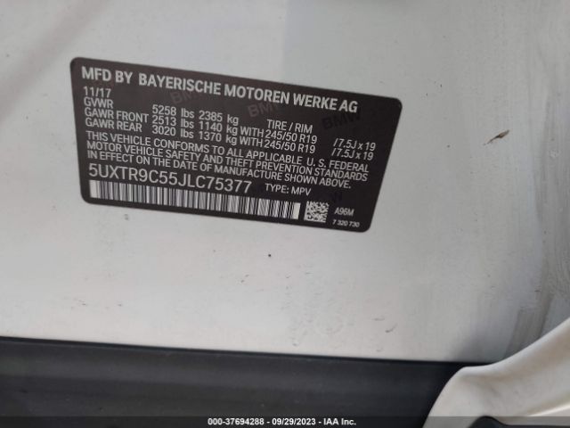 5UXTR9C55JLC75377 BMW X3 Xdrive30i