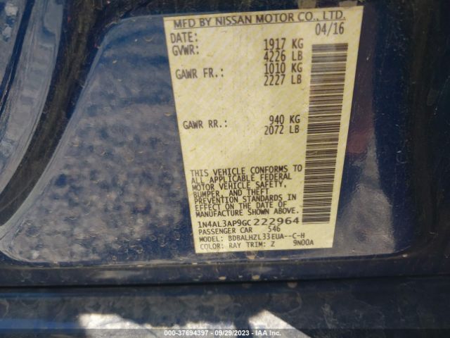 1N4AL3AP9GC222964 Nissan Altima 2.5 Sr