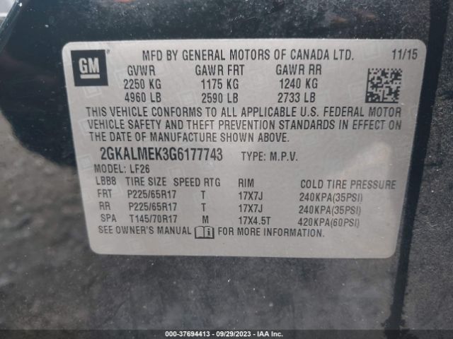 2GKALMEK3G6177743 GMC Terrain Sle