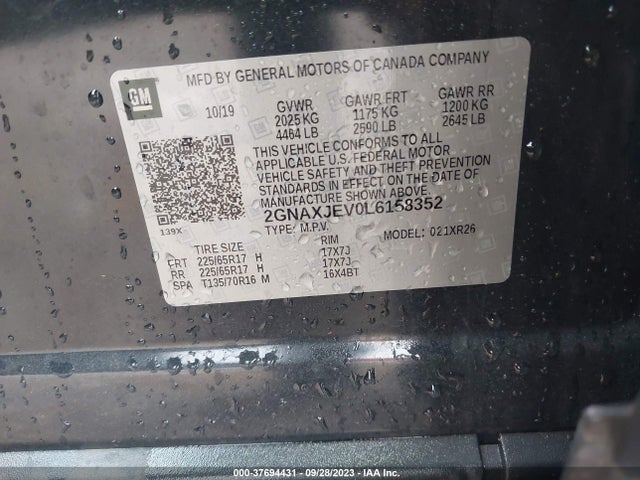 Chevrolet EQUINOX LT 2020 2GNAXJEV0L6158352 Image 9