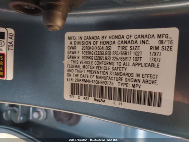 2HKRM4H49GH690175 Honda CR-V SE