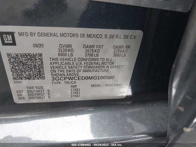 Chevrolet Silverado 1500 Lt 2021 3GCPWCED0MG100580 Image 9