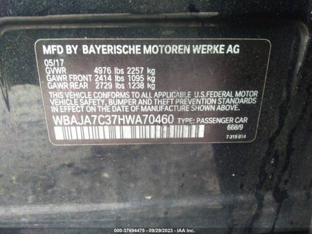 2017 BMW 530I WBAJA7C37HWA70460 Photo 8