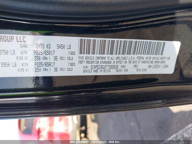 Dodge Journey Sxt 2015 3C4PDCBG2FT599526 Image 9