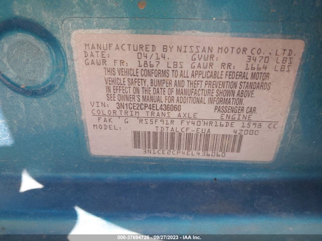 2014 NISSAN VERSA NOTE S VIN: 3N1CE2CP4EL436060