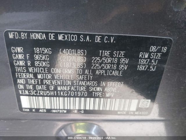 3CZRU5H11KG701970 Honda HR-V SPORT