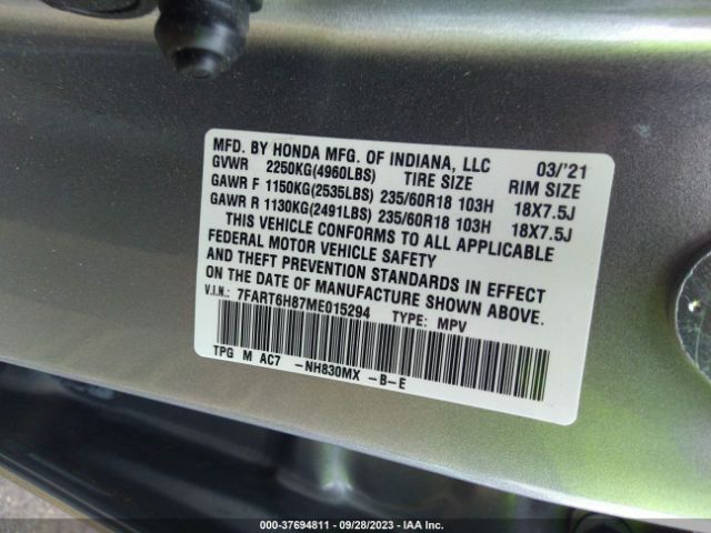 2021 HONDA CR-V 7FART6H87ME015294 Photo 8