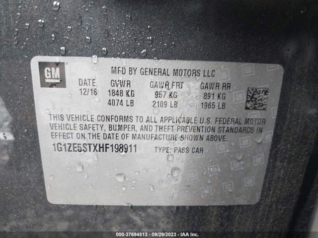 Chevrolet MALIBU LT 2017 1G1ZE5STXHF198911 Image 9