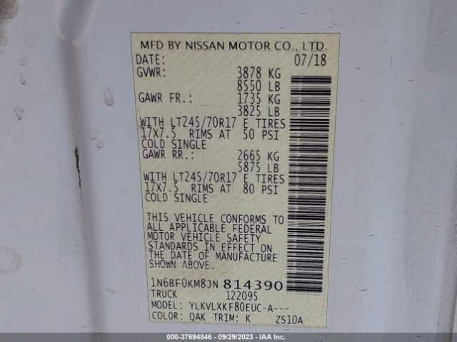 1N6BF0KM8JN814390 Nissan Nv Cargo Sv
