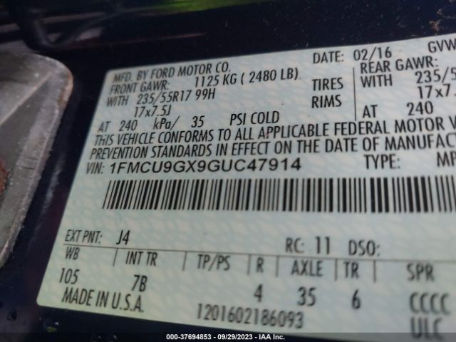 1FMCU9GX9GUC47914 Ford ESCAPE SE