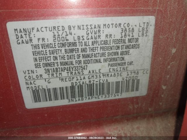 3N1AB7AP4EY337547 Nissan SENTRA SR