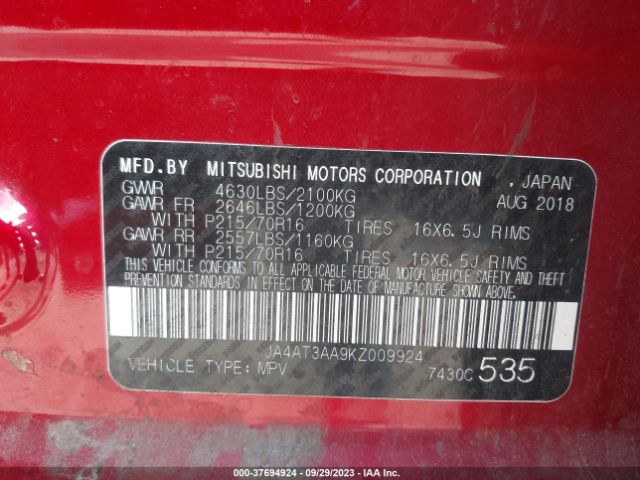 JA4AT3AA9KZ009924 Mitsubishi Eclipse Cross Es