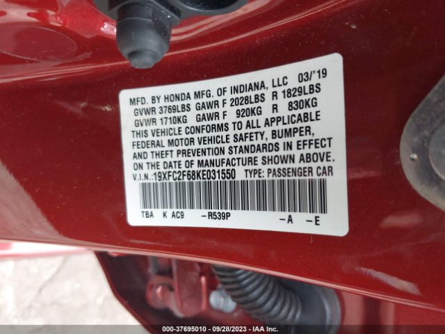 19XFC2F68KE031550 Honda Civic Sedan Lx