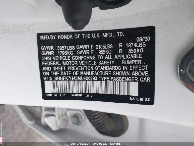 SHHFK7H43MU400290 Honda Civic Hatchback Sport