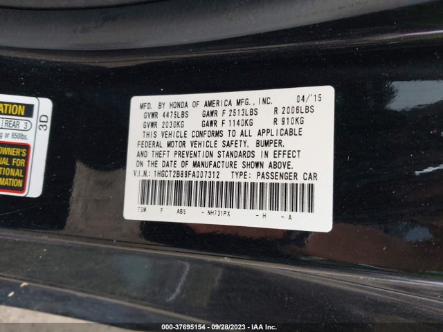 Honda Accord Coupe Ex-l 2015 1HGCT2B89FA007312 Image 9