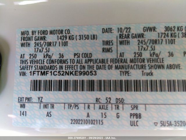 1FTMF1C52NKE99053 Ford F-150 Xl/xlt