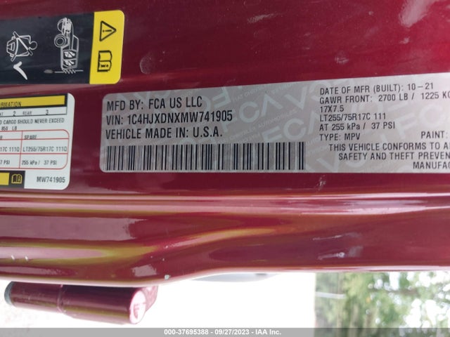 1C4HJXDNXMW741905 Jeep Wrangler Unlimited Willys