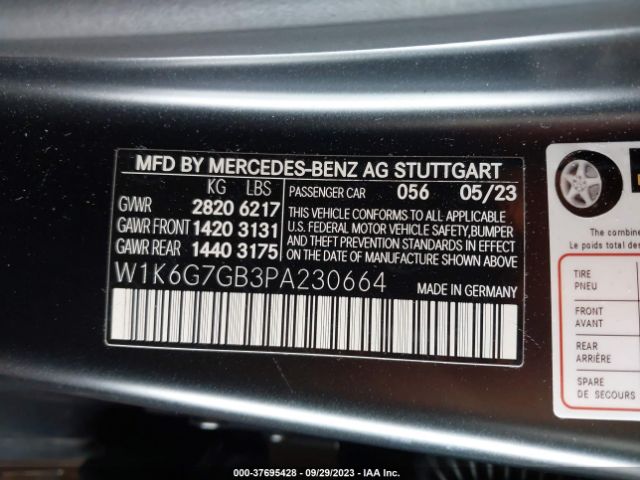 W1K6G7GB3PA230664 Mercedes-Benz S-class S 580