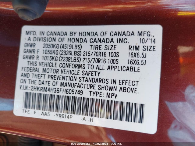 Honda CR-V LX 2015 2HKRM4H36FH605749 Image 9
