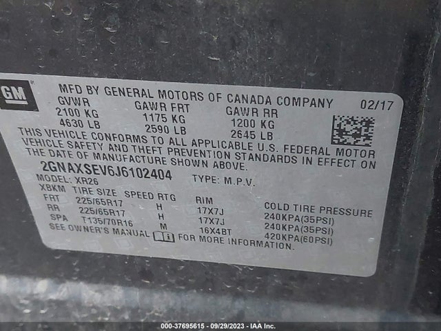 Chevrolet EQUINOX LT 2018 2GNAXSEV6J6102404 Image 9