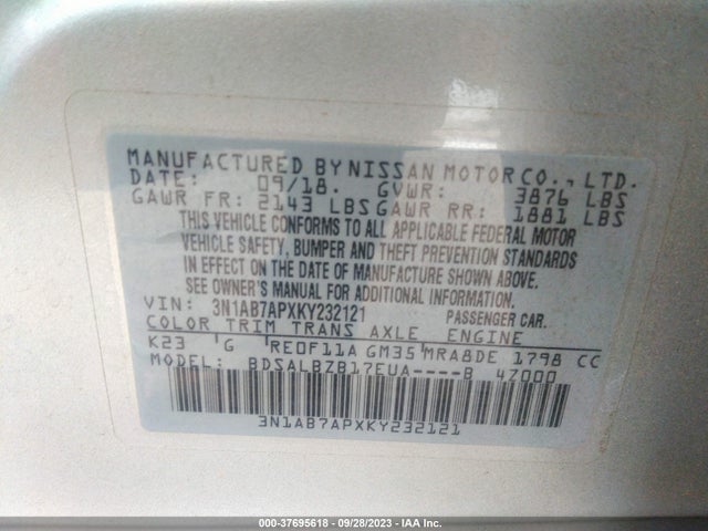 Nissan SENTRA S 2019 3N1AB7APXKY232121 Image 9