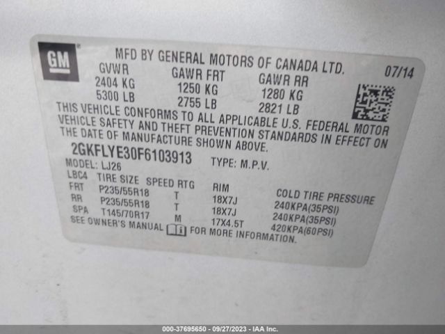 2GKFLYE30F6103913 GMC Terrain Slt