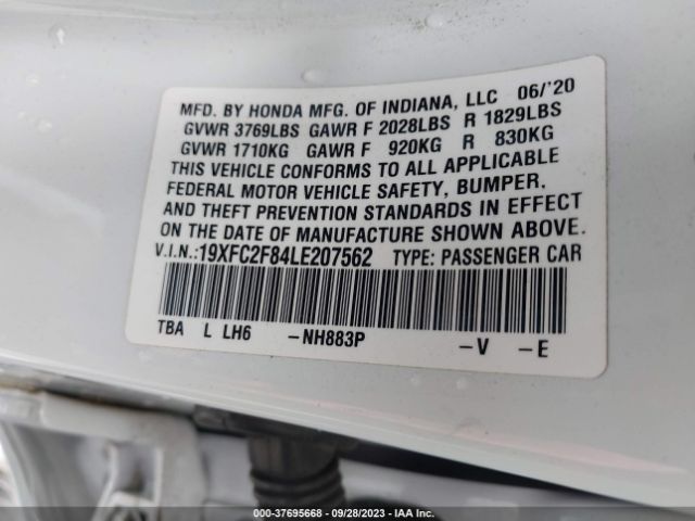 19XFC2F84LE207562 Honda Civic Sedan Sport