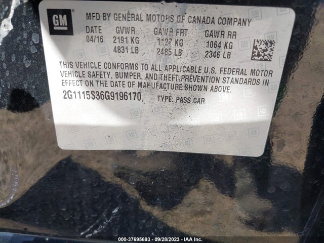 Chevrolet IMPALA LT 2016 2G1115S36G9196170 Image 9