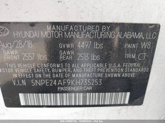 Hyundai SONATA SE 2019 5NPE24AF9KH735253 Image 9