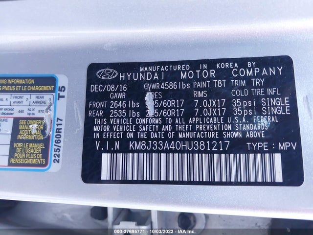 Hyundai Tucson Se Plus 2017 KM8J33A40HU381217 Image 9