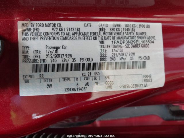 1FADP3N29EL103504 Ford Focus Titanium