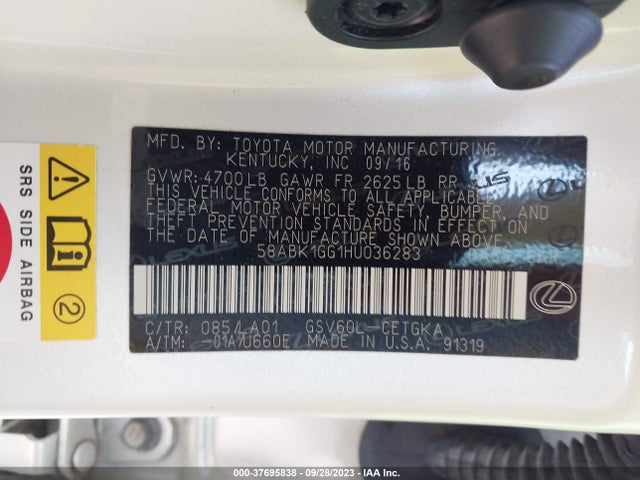 58ABK1GG1HU036283 Lexus Es Es 350