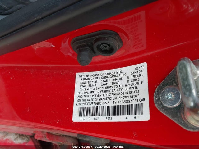 Honda Civic Sedan Ex 2016 2HGFC2F73GH550222 Image 9