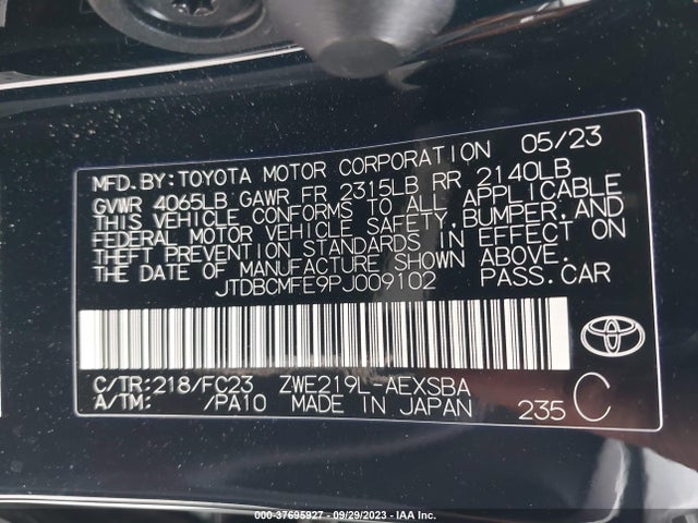 Toyota Corolla Hybrid 2023 JTDBCMFE9PJ009102 Image 9