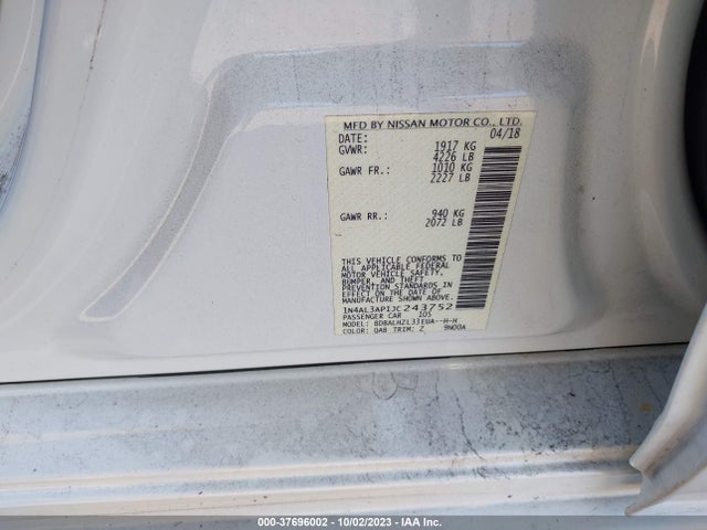 Nissan Altima 2.5 Sr 2018 1N4AL3AP1JC243752 Image 9