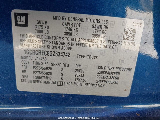 Chevrolet Silverado 1500 Lt 2016 1GCRCREC8GZ334742 Image 9