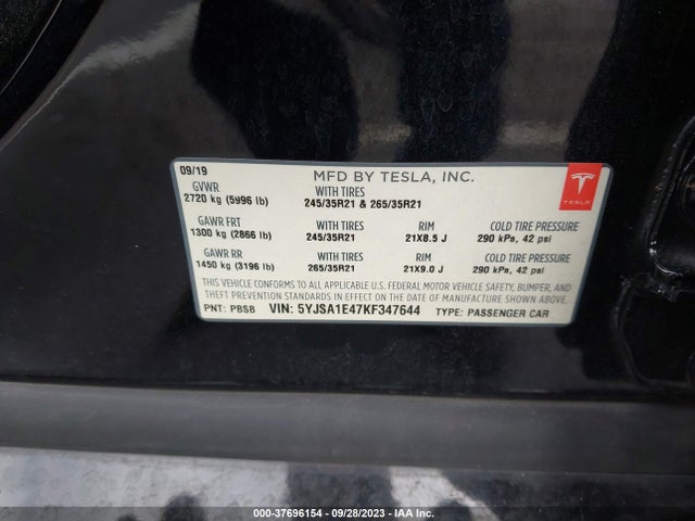Tesla Model S 100d/p100d/performance 2019 5YJSA1E47KF347644 Image 9