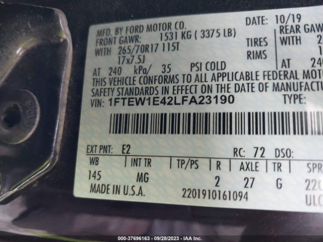 1FTEW1E42LFA23190 Ford F-150 Xl/xlt/lariat
