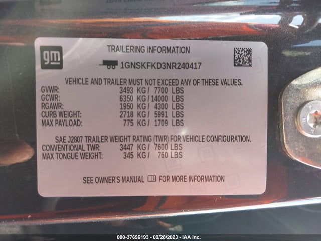 Chevrolet Suburban Premier 2022 1GNSKFKD3NR240417 Image 9
