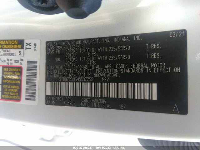 Toyota Highlander Limited/platinum 2021 5TDDZRBH5MS537755 Image 9