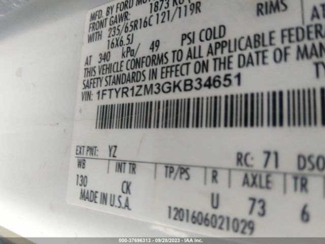 1FTYR1ZM3GKB34651 Ford TRANSIT CARGO VAN